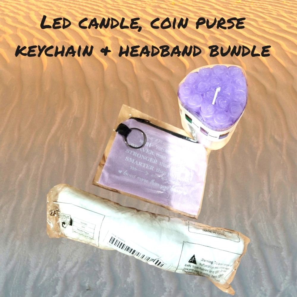 LED Rose Candle, Headband & Keychain Bundle Set